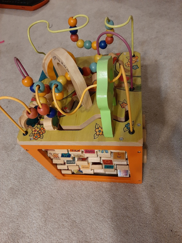 b zany zoo wooden activity cube
