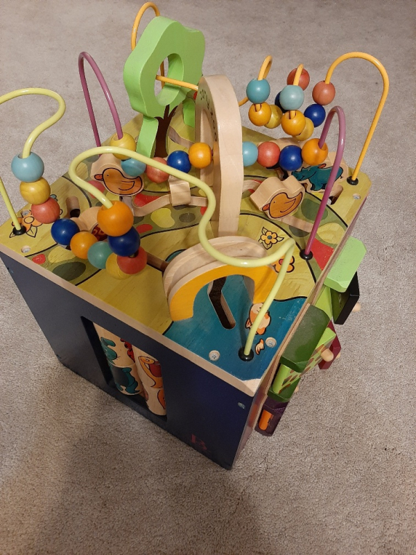 b zany zoo wooden activity cube
