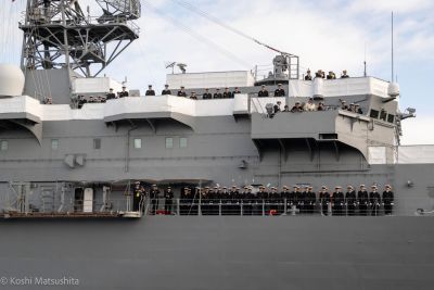 海上自衛隊練習艦隊入港のお出迎えの画像